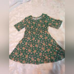 Girls Gingerbread Man Candy Cane Christmas Dress Size 4 5